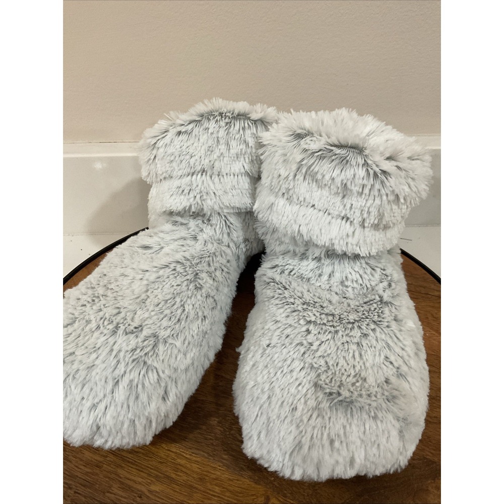 Warmies Microwavable Boots Microwave Warming Slippers Gray One Size Fits Most